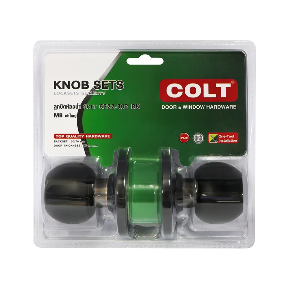 ลูกบิดประตูห้องน้ำ หัวกลม COLT 6322-302 สีดำ