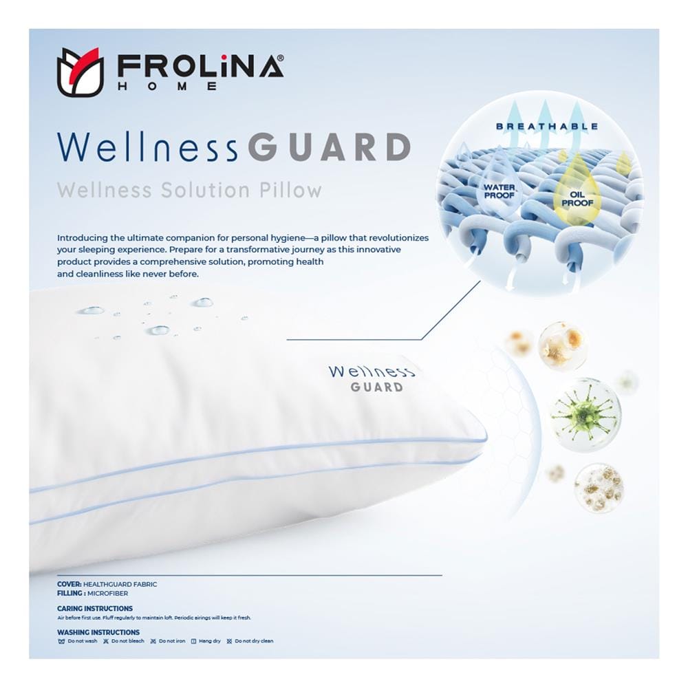 หมอนหนุน ไมโครไฟเบอร์ FROLINA WELLNESS GUARD MEDIUM 19x29 นิ้ว สีขาว