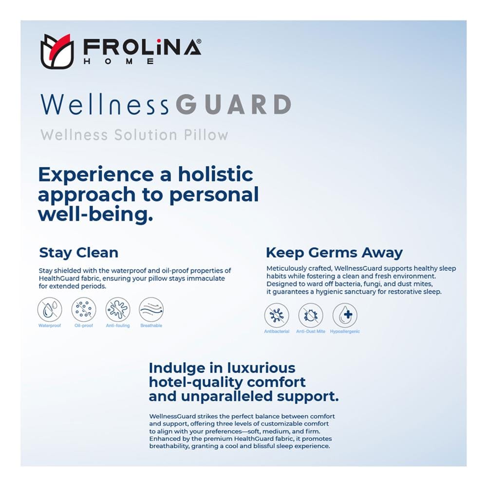 หมอนหนุน ไมโครไฟเบอร์ FROLINA WELLNESS GUARD MEDIUM 19x29 นิ้ว สีขาว