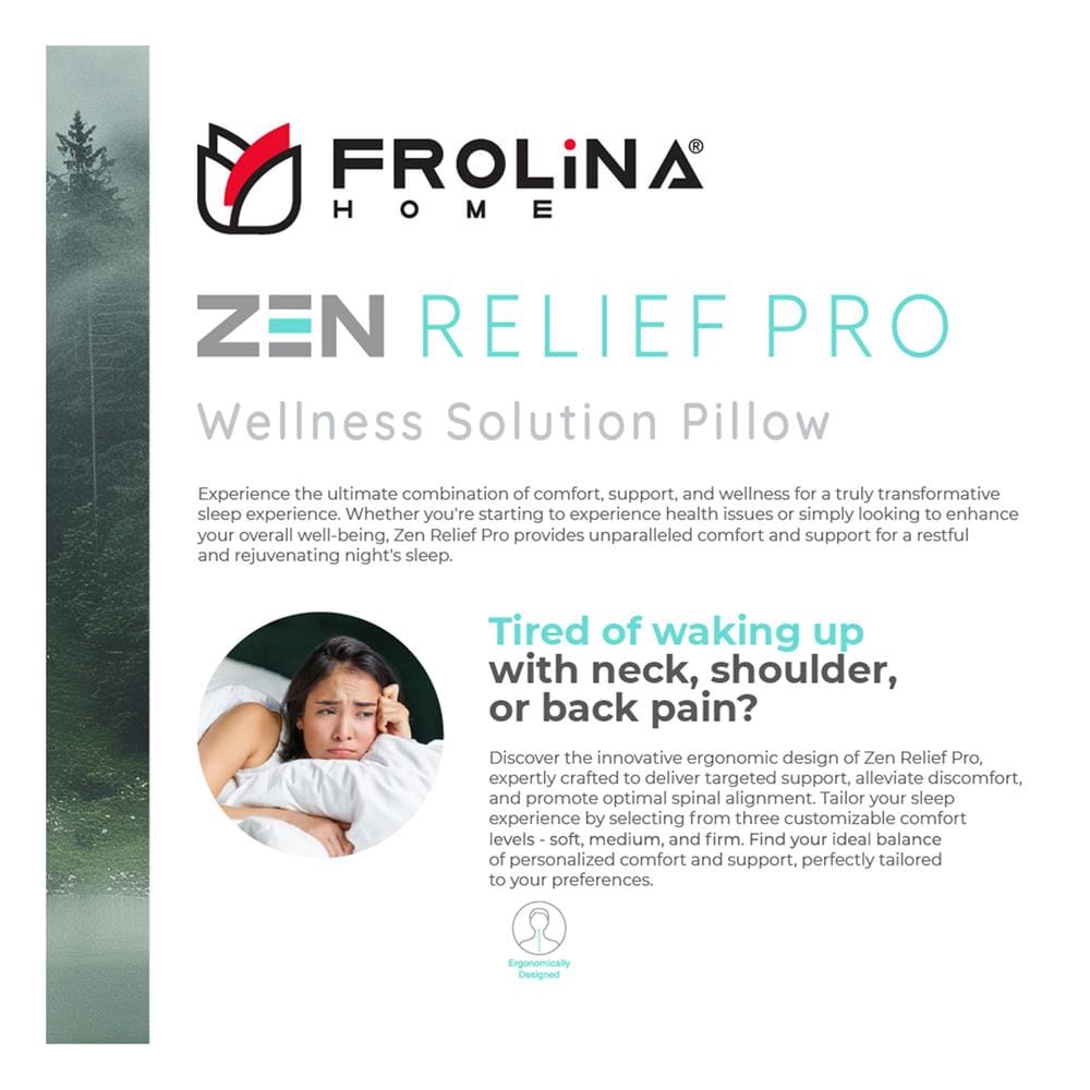 หมอนหนุน ไมโครไฟเบอร์ FROLINA ZEN RELIEF PRO FIRM 19x29 นิ้ว สีขาว