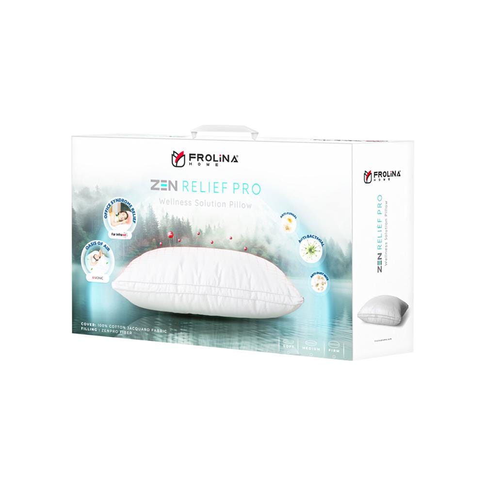 หมอนหนุน ไมโครไฟเบอร์ FROLINA ZEN RELIEF PRO MEDIUM 19x29 นิ้ว สีขาว