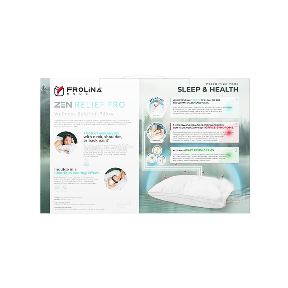 หมอนหนุน ไมโครไฟเบอร์ FROLINA ZEN RELIEF PRO MEDIUM 19x29 นิ้ว สีขาว