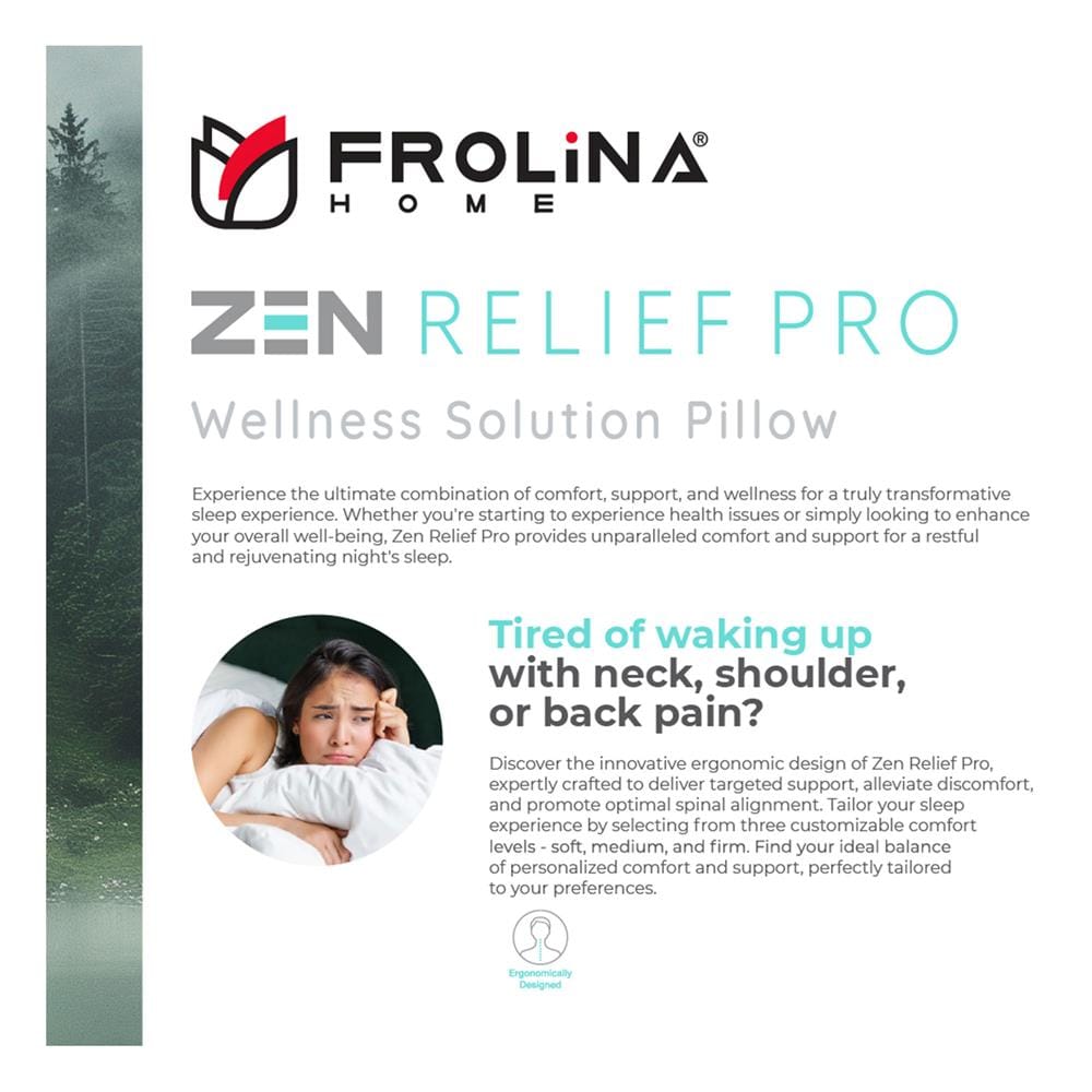 หมอนหนุน ไมโครไฟเบอร์ FROLINA ZEN RELIEF PRO SOFT 19x29 นิ้ว สีขาว