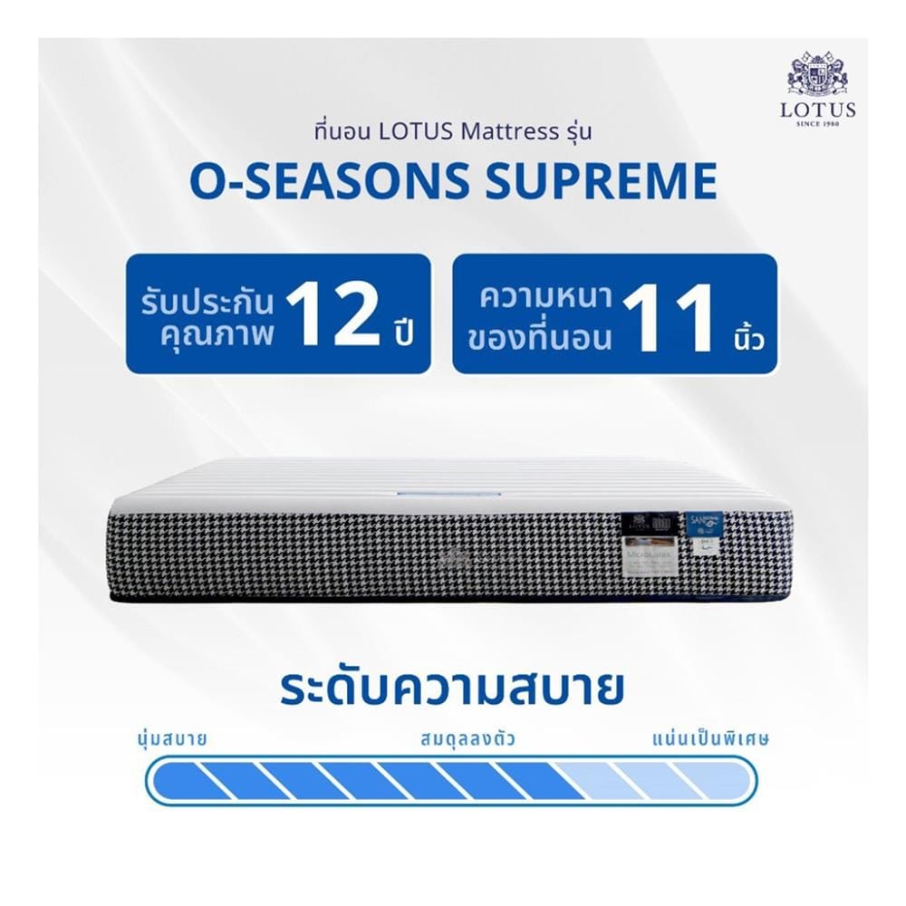ที่นอนพ็อกเก็ตสปริง 6 ฟุต LOTUS รุ่น O-SEASONS SUPREME พร้อมชุดเครื่องนอน 11 ชิ้น