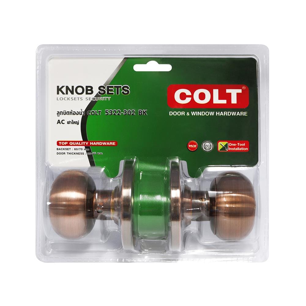 ลูกบิดประตูห้องน้ำ หัวจัน COLT 5322-302 สีทองแดงรมดำ