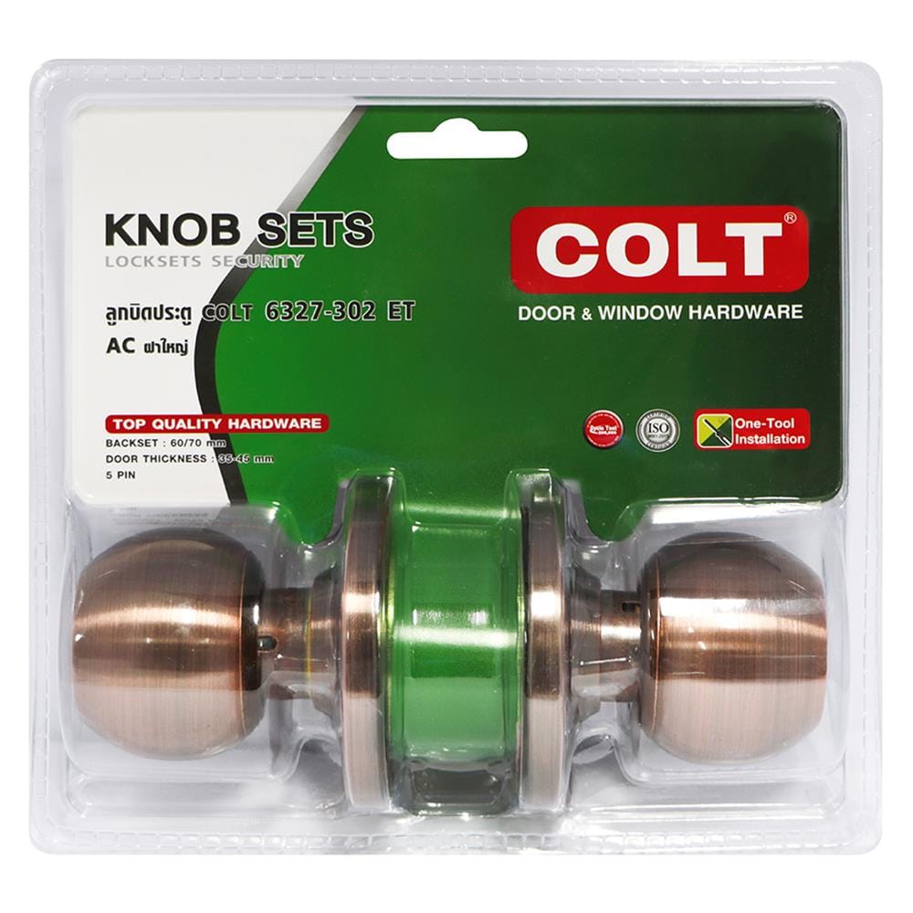 ลูกบิดประตู หัวกลม COLT 6327-302 สีทองแดงรมดำ