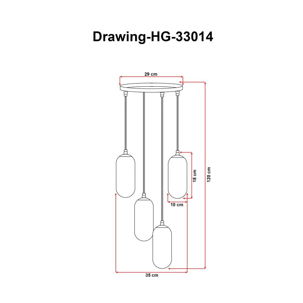 ไฟช่อ EVL HG-33014/4 สีดำ 4 หัว