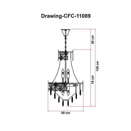 ไฟช่อ EVL CFC-11089 สีดำ/ใส/ทอง 8 หัว_3
