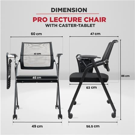 เก้าอี้สำนักงาน OFFICEINTREND PRO LECTURE CHAIR WITH TABLET AND CASTERS สีดำ_8