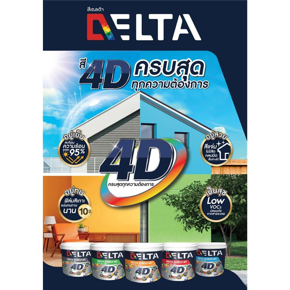 สีน้ำทาภายใน ชนิดเนียน DELTA SHIELD 4D BASE A สีขาว 1 แกลลอน
