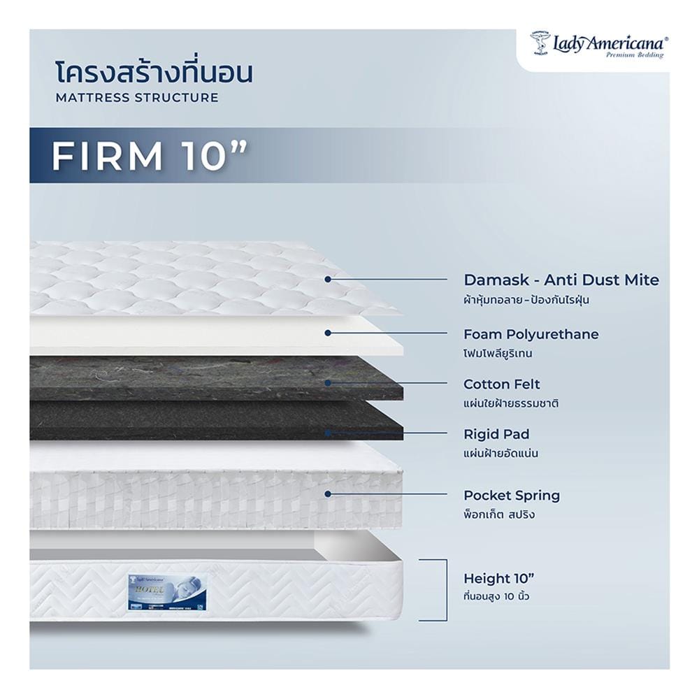 ที่นอนพ็อกเก็ตสปริง 3.5 ฟุต LADY AMERICANA รุ่น ็HOTEL FIRM