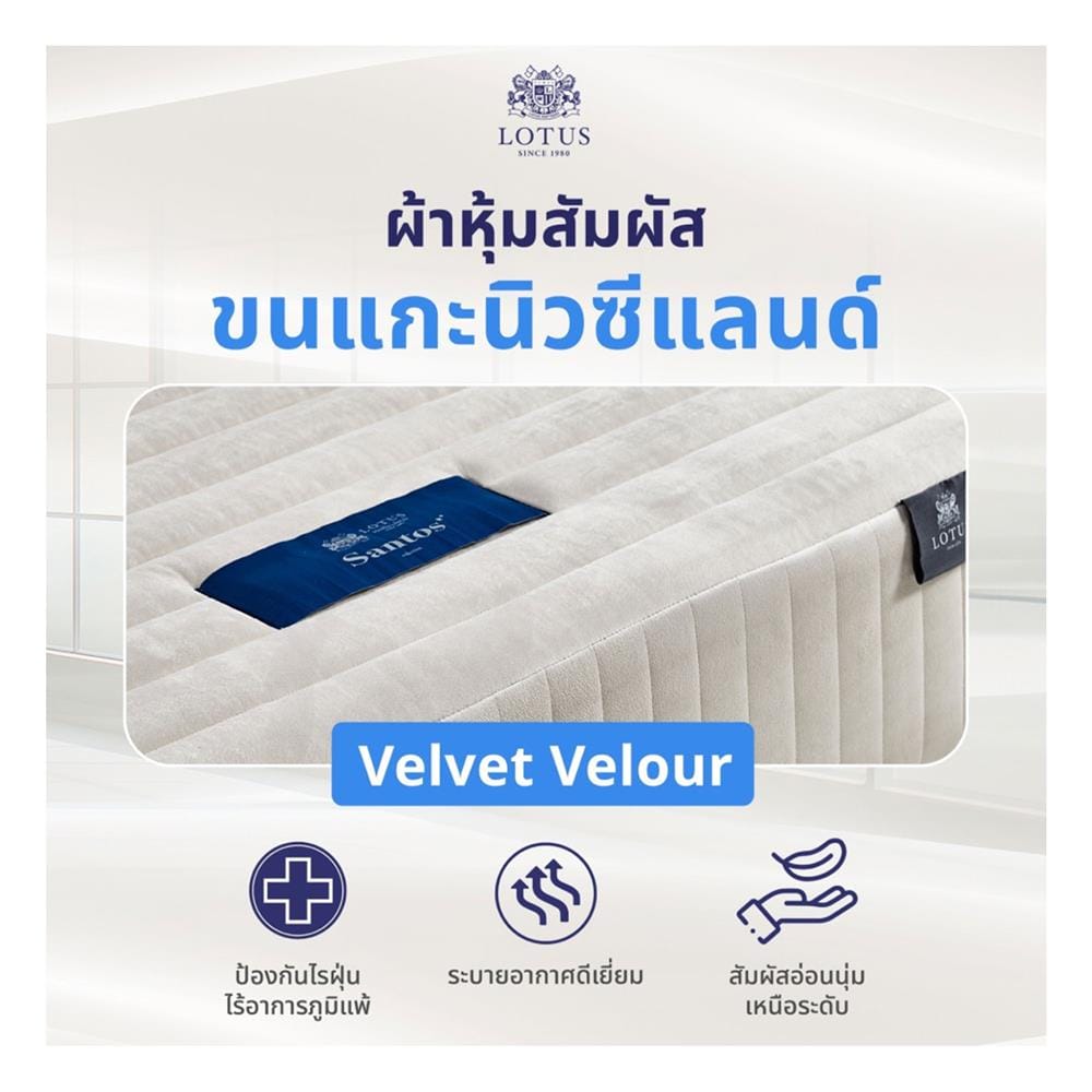 ที่นอนพ็อกเก็ตสปริง 5 ฟุต LOTUS รุ่น SANTOS พร้อมชุดเครื่องนอน 5 ชิ้น