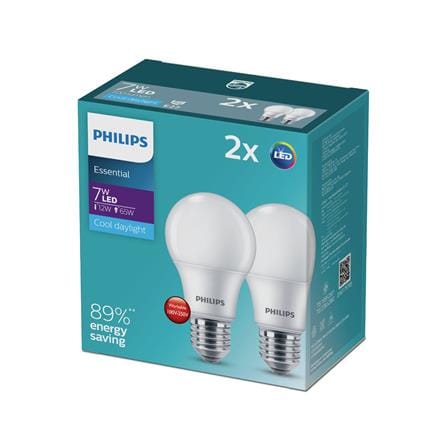 หลอด LED PHILIPS ESSENTIAL 7 วัตต์ DAYLIGHT E27 แพ็ก 2 ชิ้น_1