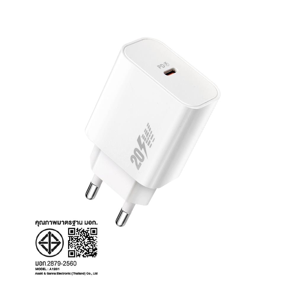 อะแดปเตอร์ TYPE-C ASAKI A-2420D 20W สีขาว