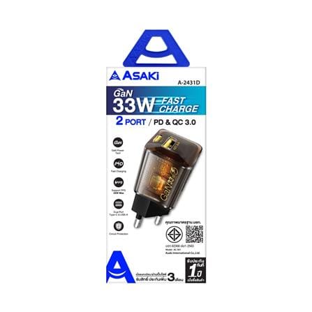 อะแดปเตอร์ USB-A และ USB-C ASAKI A2431D 33W_3