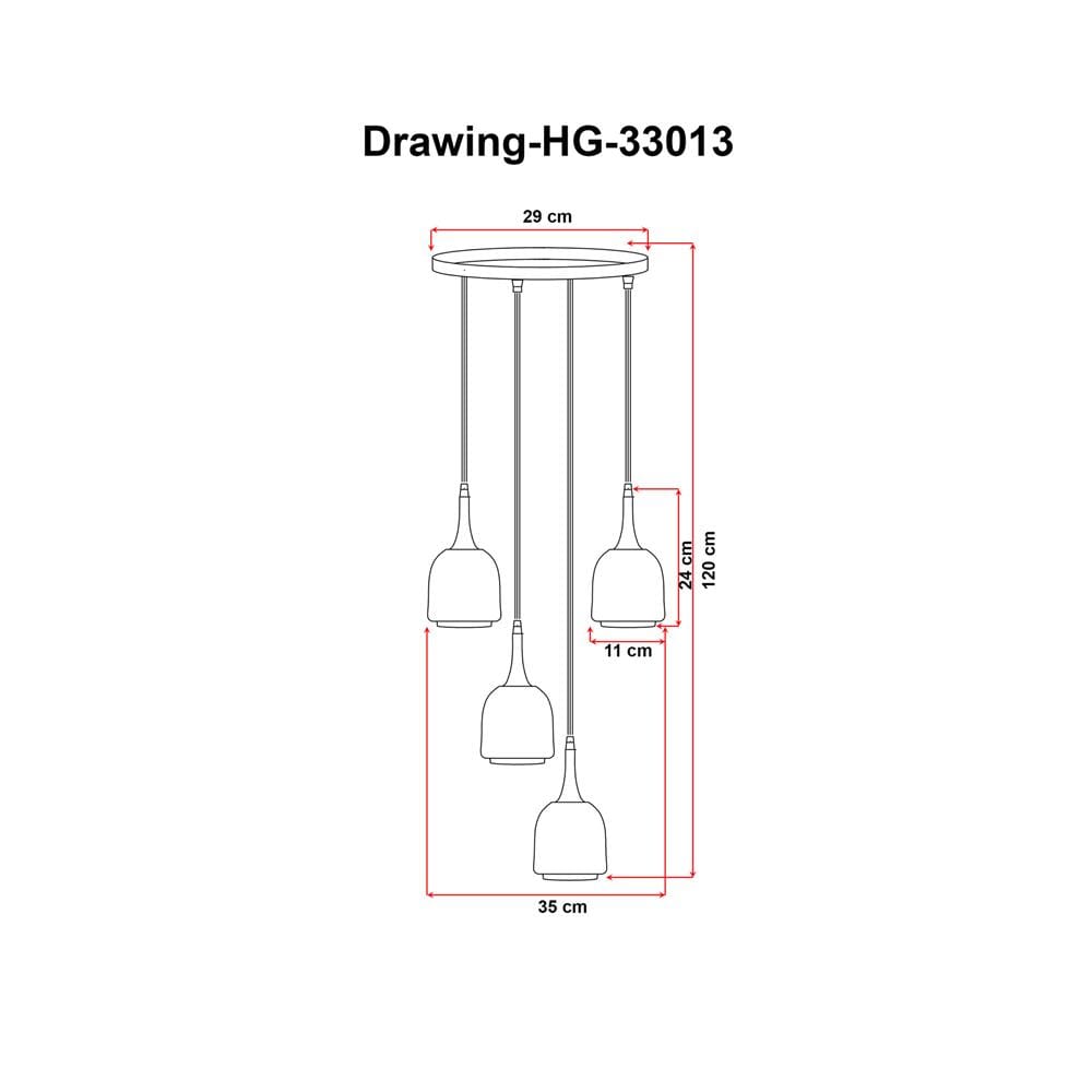 ไฟช่อ EVL HG-33013/4 สีดำ/ทอง 4 หัว