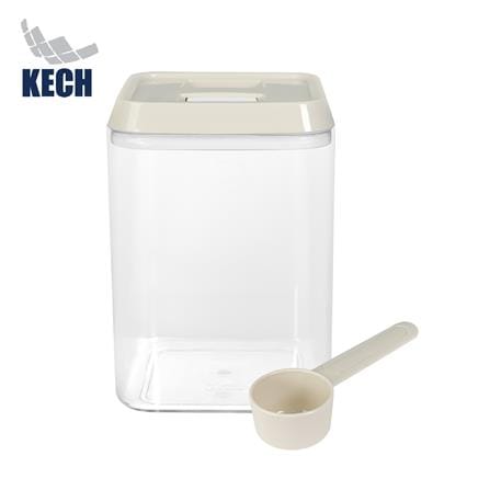 ขวดโหลเหลี่ยม PS ฝาบีบ KECH WRING 1.3 ลิตร สีขาว/ใส_0