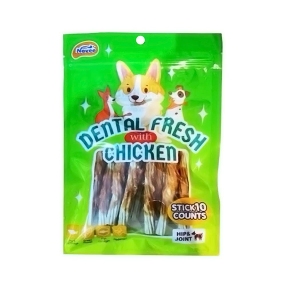 ขนมสุนัข NOVEE DENTAL FRESH CHICKEN STICKS 10 ชิ้น