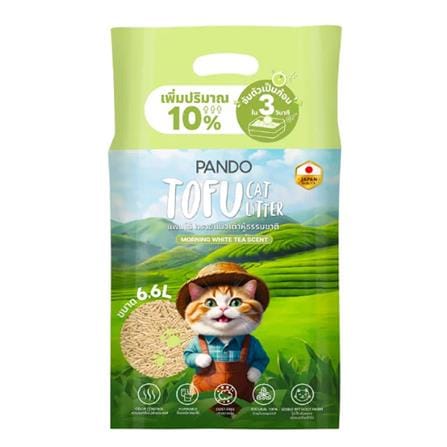 ทรายแมวเต้าหู้ PANDO กลิ่น MORNING WHITE TEA 6.6 ลิตร_0
