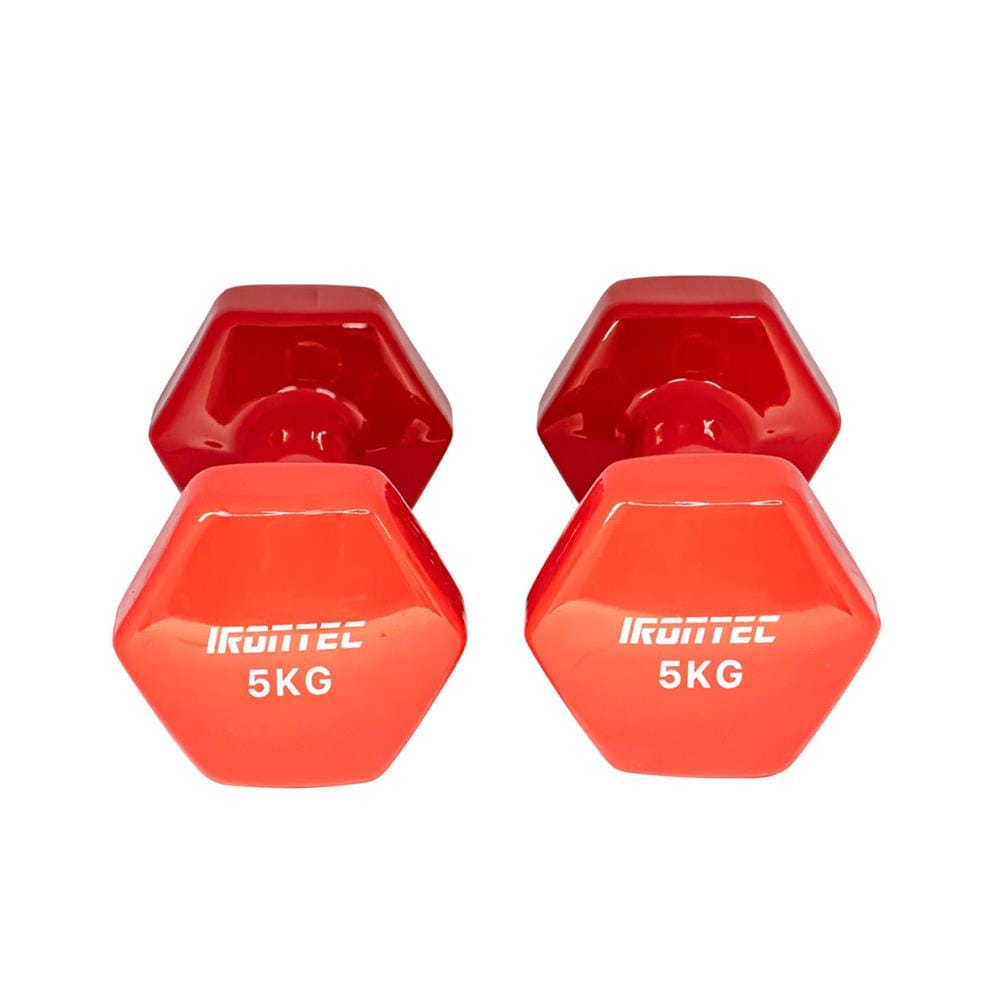 ดัมเบลหุ้มไวนิล IRONTEC 5 กก. สีแดง