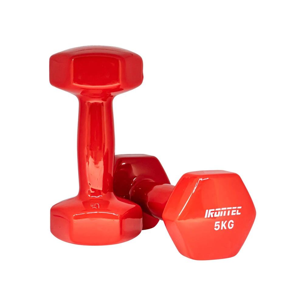 ดัมเบลหุ้มไวนิล IRONTEC 5 กก. สีแดง