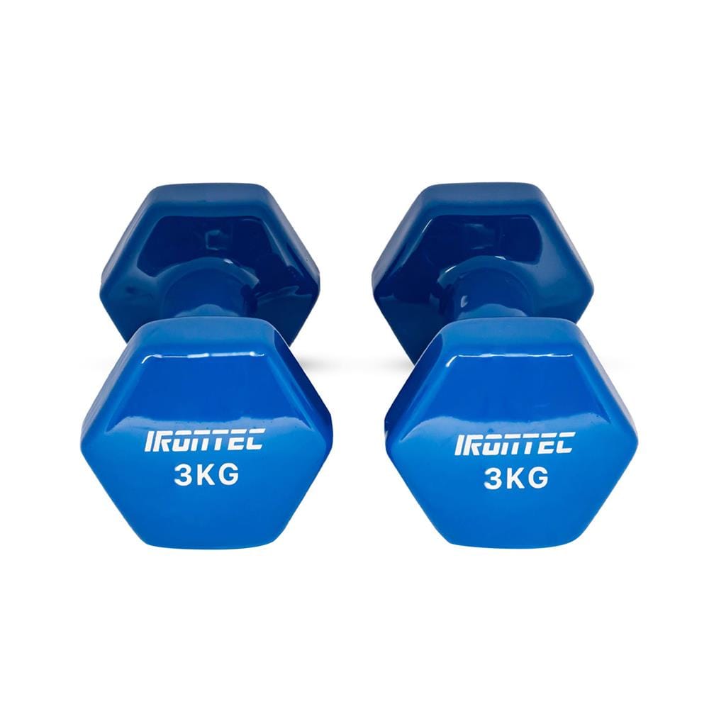 ดัมเบลหุ้มไวนิล IRONTEC 3 กก. สีน้ำเงิน