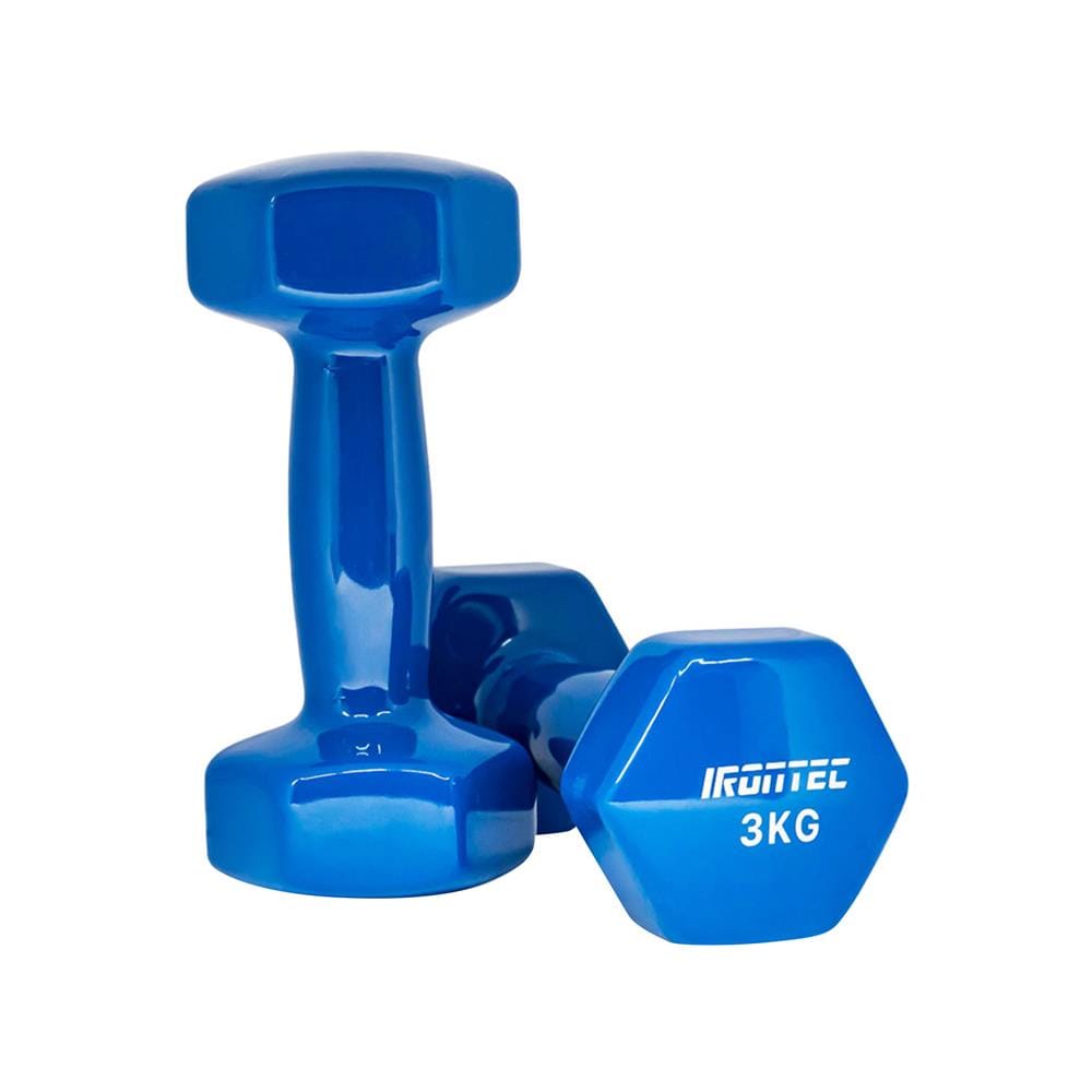 ดัมเบลหุ้มไวนิล IRONTEC 3 กก. สีน้ำเงิน