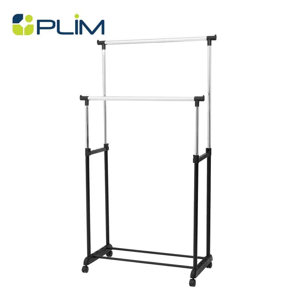ราวแขวนผ้าบาร์คู่ปรับระดับ PLIM 81x43x90 ซม. สีดำ_0