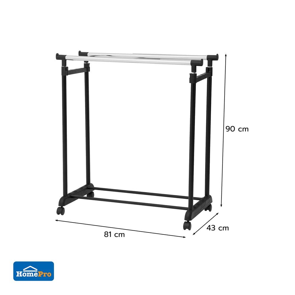 ราวแขวนผ้าบาร์คู่ปรับระดับ PLIM 81x43x90 ซม. สีดำ