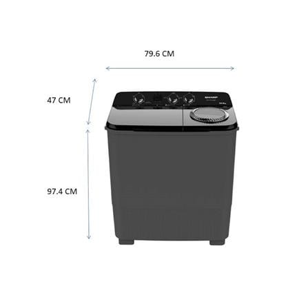 เครื่องซักผ้า 2 ถัง SHARP ES-TW100BK 10 กก. สีดำ_7