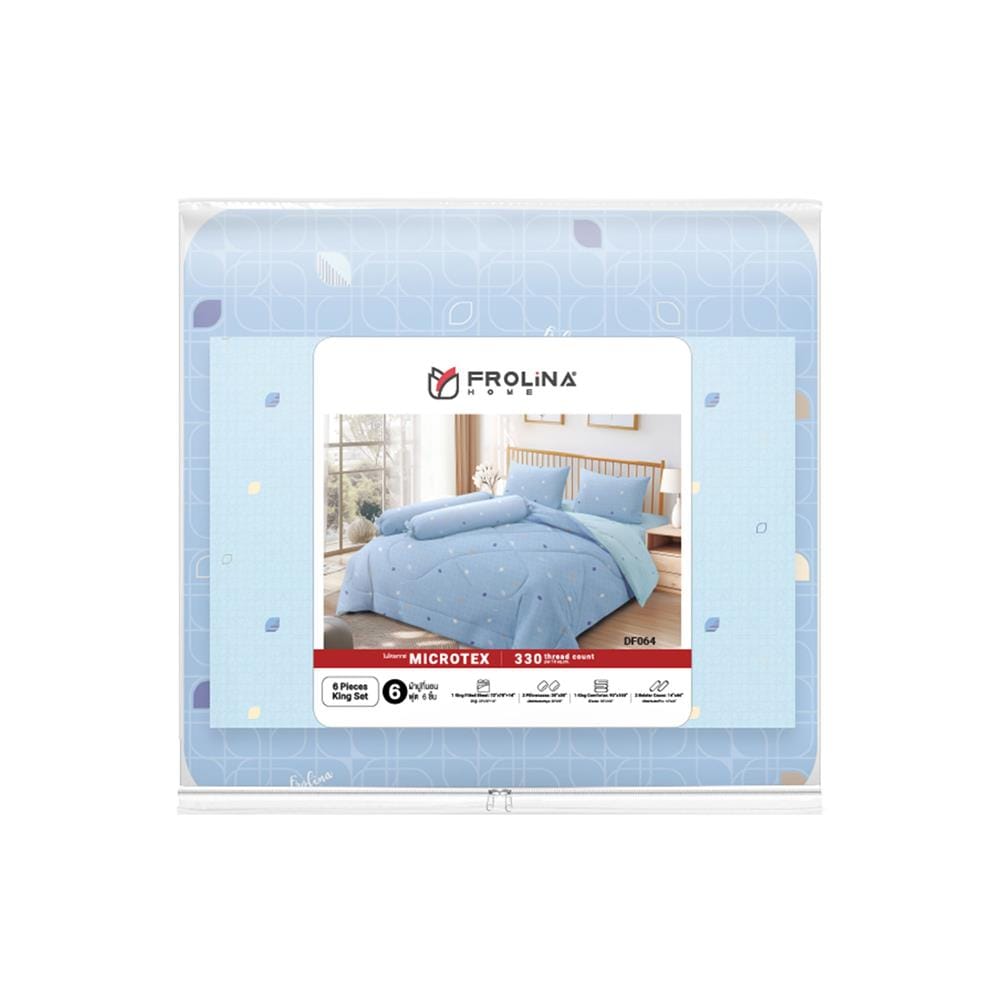 ชุดผ้าปูที่นอน 6 ฟุต 6 ชิ้น FROLINA MICROTEX DF064