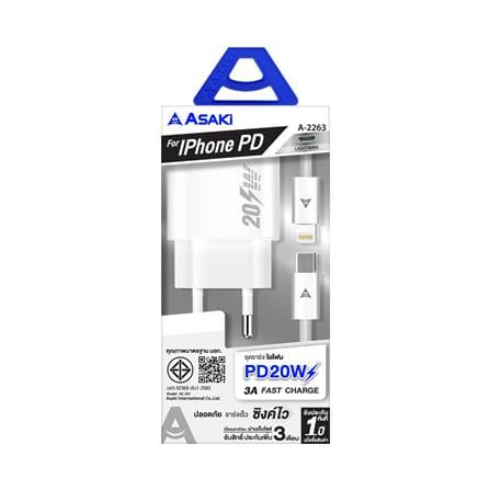 ชุดสายชาร์จ TYPE-C TO LIGHTNING ASAKI A-2263_4
