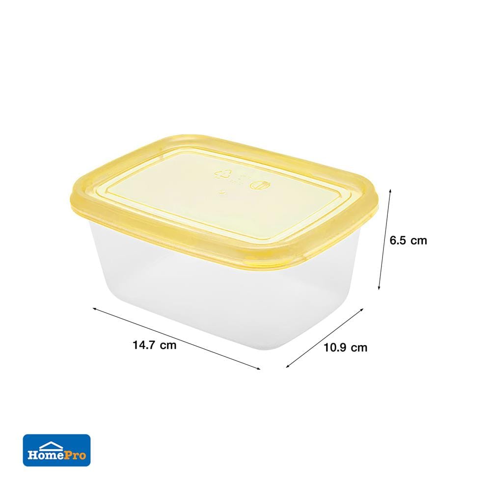 กล่องอาหารเหลี่ยม 0.5 ลิตร KECH NOLA สีเหลือง แพ็ก 4 ชิ้น