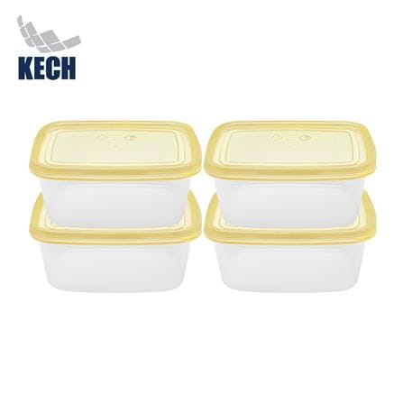 กล่องอาหารเหลี่ยม 0.5 ลิตร KECH NOLA สีเหลือง แพ็ก 4 ชิ้น_0