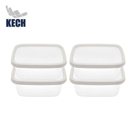 กล่องอาหารเหลี่ยม 0.5 ลิตร KECH NICE สีเทา แพ็ก 4 ...