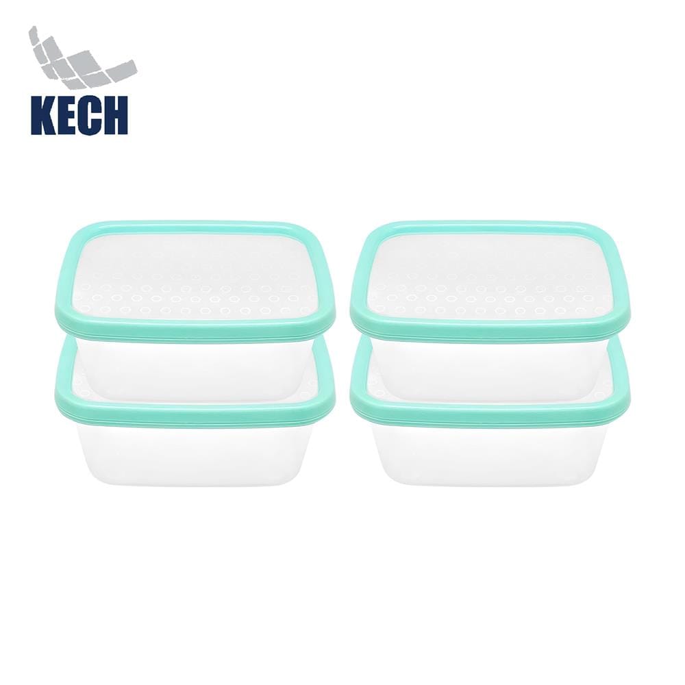 กล่องอาหารเหลี่ยม 0.5 ลิตร KECH NICE สีเขียว แพ็ก 4 ชิ้น