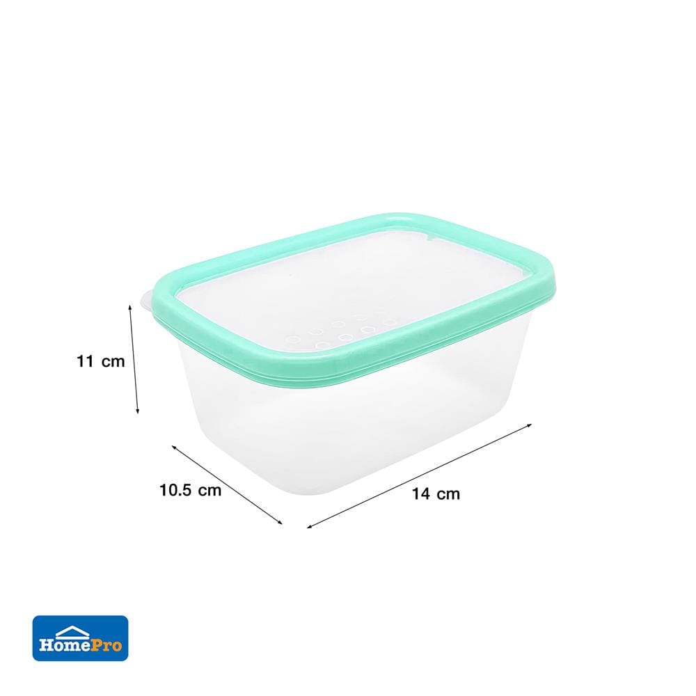 กล่องอาหารเหลี่ยม 0.5 ลิตร KECH NICE สีเขียว แพ็ก 4 ชิ้น