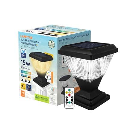 ไฟหัวเสา SOLAR LAMPTAN STREAM 15 วัตต์ DAYLIGHT/COOL WHITE/WARM WHITE สีดำ_3