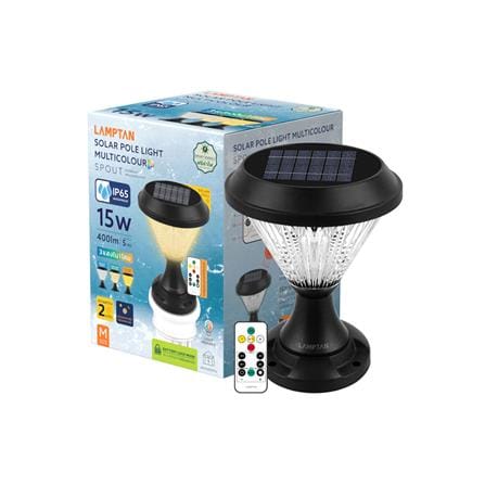 ไฟหัวเสา SOLAR LAMPTAN SPOUT 15 วัตต์ DAYLIGHT/COOL WHITE/WARM WHITE สีดำ_3