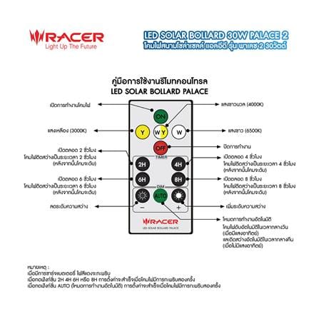 ไฟทางเดิน SOLAR RACER BOLLARD PALACE2 30 วัตต์ DAYLIGHT/COOL WHITE/WARM WHITE สีดำ_7