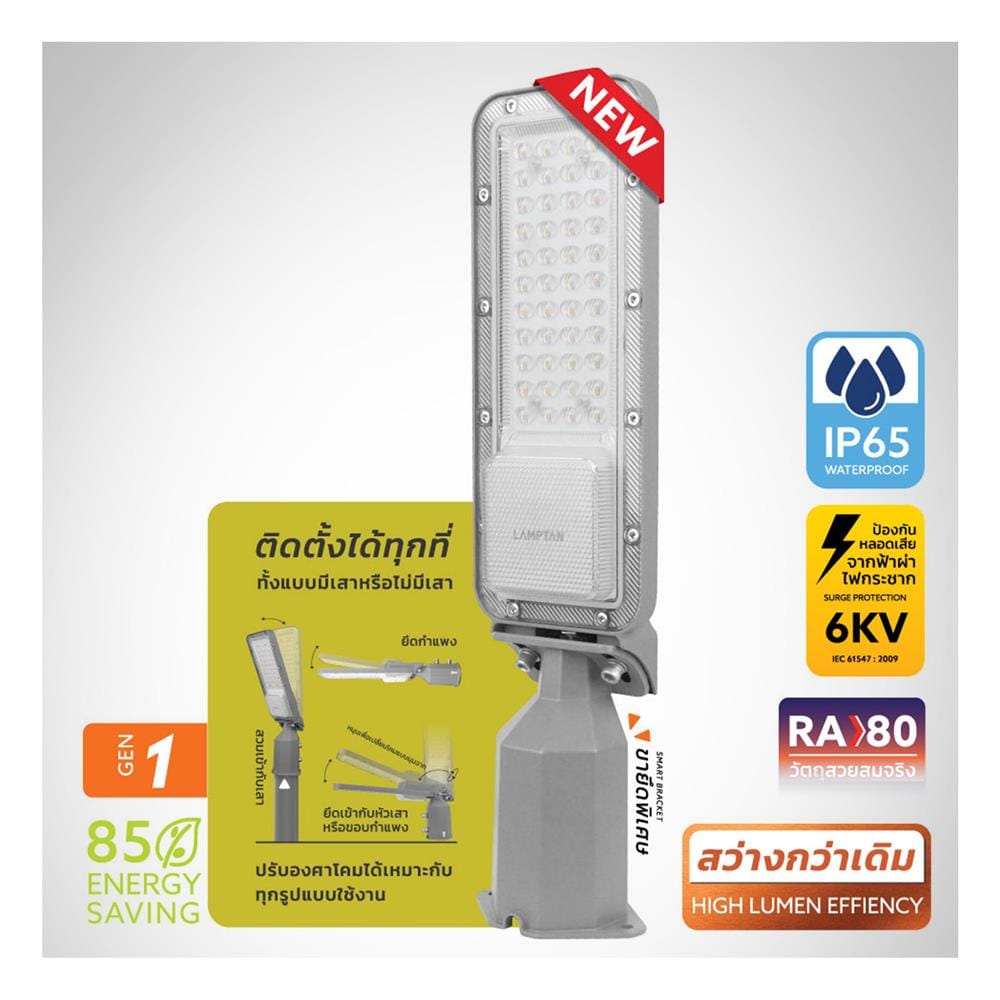 ไฟถนน LED LAMPTAN LEADER2 30 วัตต์ DAYLIGHT สีเทา