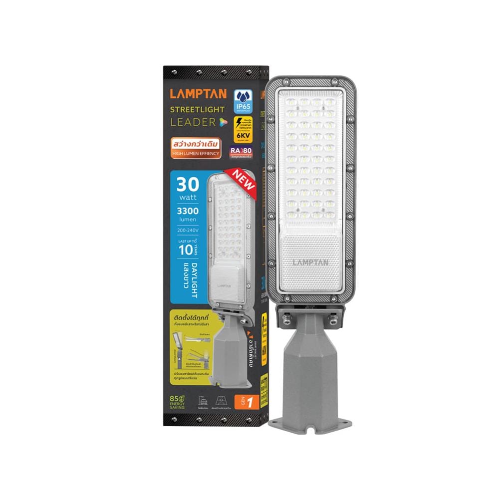 ไฟถนน LED LAMPTAN LEADER2 30 วัตต์ DAYLIGHT สีเทา