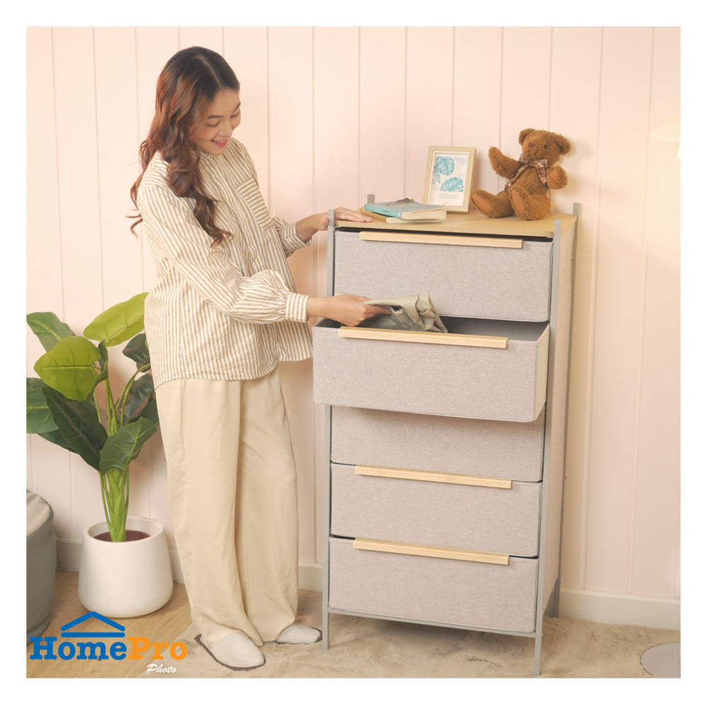 ชั้นลิ้นชักผ้า 5 ชั้น STACKO JAZE 57.5X38.9X119 ซม. สีเทา