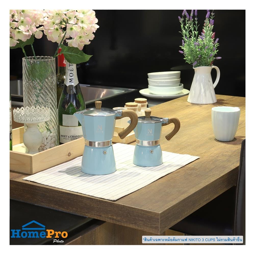 หม้อต้มกาแฟ NIKITO 3 CUPS สีฟ้า
