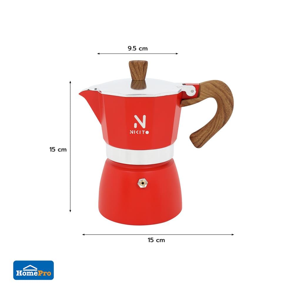 หม้อต้มกาแฟ NIKITO 3 CUPS สีแดง