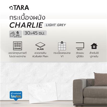 กระเบื้องผนัง 30x45 ซม.TARA ซาริฟ เทาอ่อน 0.81 ตร.ม._8