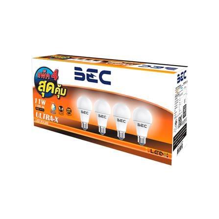 หลอด LED BEC ULTRA-X 11 วัตต์ WARM WHITE E27 แพ็ก 4 ชิ้น_2