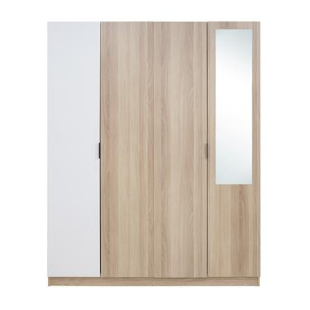 ตู้เสื้อผ้า 4 บานเปิด FURDINI GREATE 160 ซม. สีไวท์โอ๊ค/ขาว/กระจกเงา