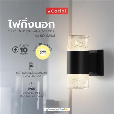 ไฟกิ่งภายนอก LED CARINI BO-G2518 10 วัตต์ WARM WHITE สีดำ_4