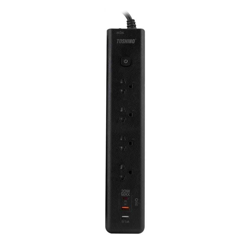 รางปลั๊กไฟ RGB 4 ช่อง PD20W+QC3.0+1USB 3.4A TOSHINO 3 เมตร